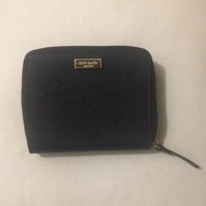 Black small kate spade zip around wallet